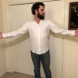 Hugo Boss white button down shirt 16 1/2 34/35